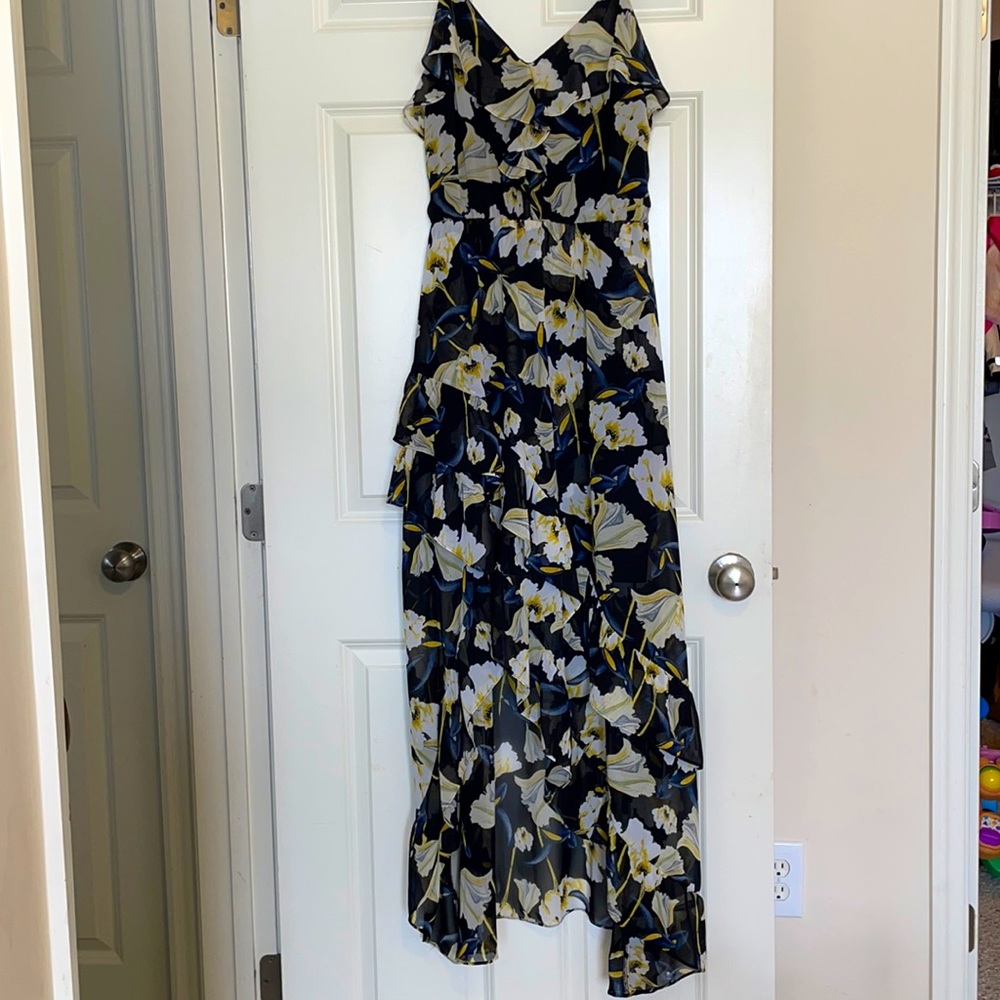 asymmetrical floral dress,never worn it, great quality, perfect for summer